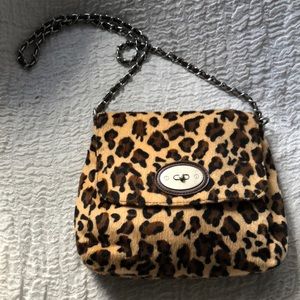 Fuzzy cheetah print crossbody bag